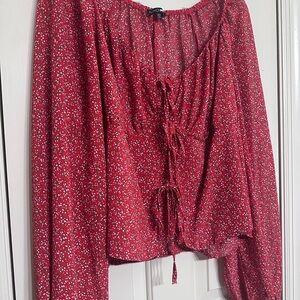 Fashion Nova Red Floral Blouse